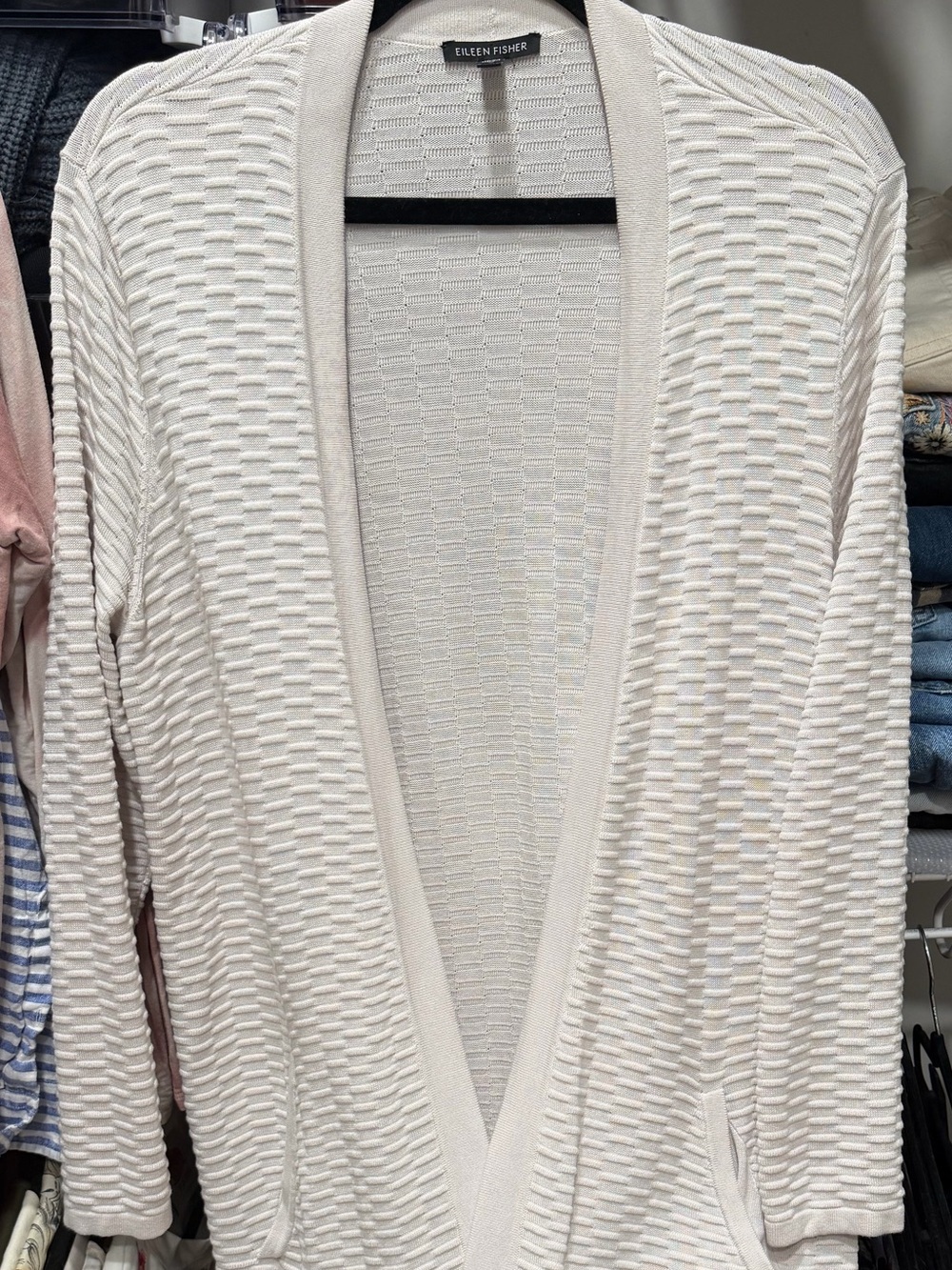 Eileen Fisher cardigan in ivory— 80% silk 20% organic cotton